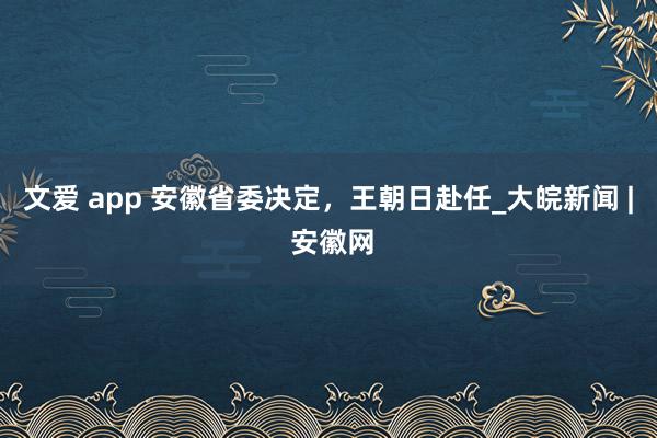 文爱 app 安徽省委决定，王朝日赴任_大皖新闻 | 安徽网