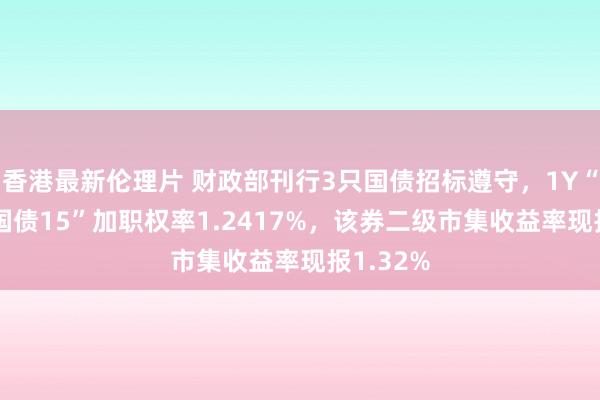 香港最新伦理片 财政部刊行3只国债招标遵守，1Y“24附息国债15”加职权率1.2417%，该券二级市集收益率现报1.32%