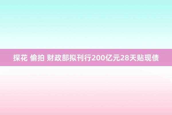 探花 偷拍 财政部拟刊行200亿元28天贴现债