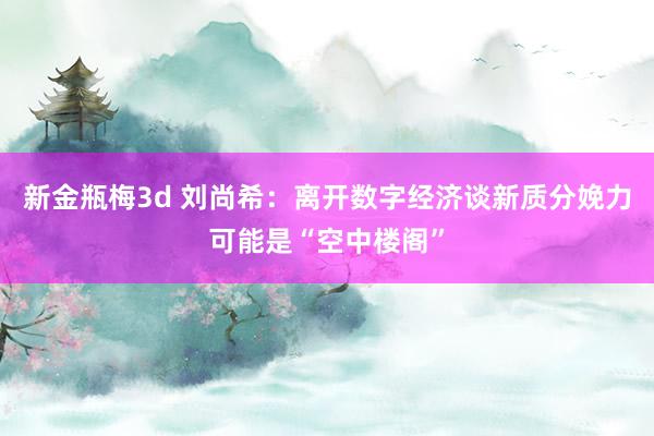 新金瓶梅3d 刘尚希：离开数字经济谈新质分娩力可能是“空中楼阁”