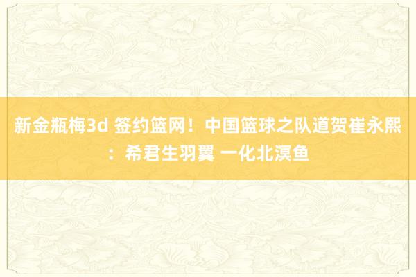 新金瓶梅3d 签约篮网！中国篮球之队道贺崔永熙：希君生羽翼 一化北溟鱼