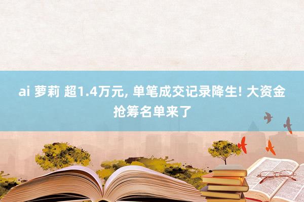 ai 萝莉 超1.4万元， 单笔成交记录降生! 大资金抢筹名单来了