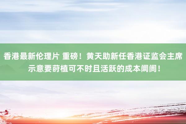 香港最新伦理片 重磅！黄天助新任香港证监会主席 示意要莳植可不时且活跃的成本阛阓！