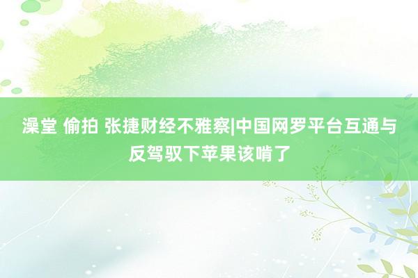 澡堂 偷拍 张捷财经不雅察|中国网罗平台互通与反驾驭下苹果该啃了