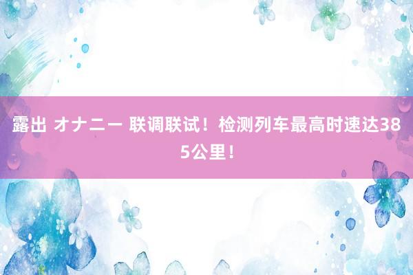 露出 オナニー 联调联试！检测列车最高时速达385公里！