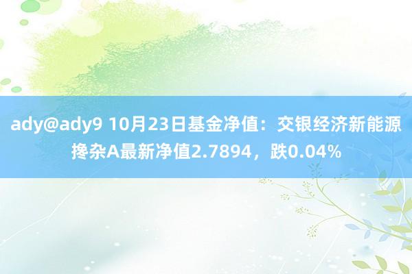 ady@ady9 10月23日基金净值：交银经济新能源搀杂A最新净值2.7894，跌0.04%