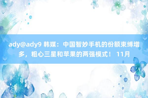 ady@ady9 韩媒：中国智妙手机的份额束缚增多，粗心三星和苹果的两强模式！ 11月