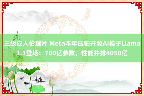 三级成人伦理片 Meta本年压轴开源AI模子Llama3.3登场：700亿参数，性能并排4050亿