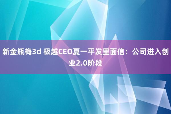 新金瓶梅3d 极越CEO夏一平发里面信：公司进入创业2.0阶段