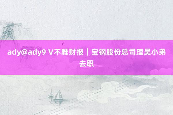 ady@ady9 V不雅财报｜宝钢股份总司理吴小弟去职