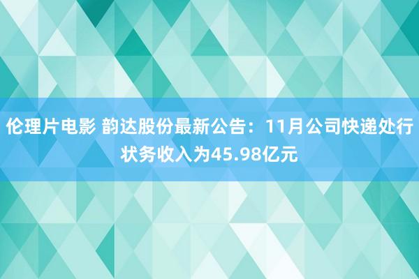 伦理片电影 韵达股份最新公告：11月公司快递处行状务收入为45.98亿元