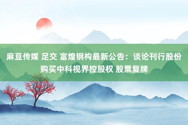 麻豆传媒 足交 富煌钢构最新公告：谈论刊行股份购买中科视界控股权 股票复牌