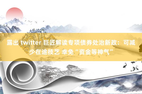 露出 twitter 巨匠解读专项债券处治新政：可减少在途技艺 幸免“资金等神气”