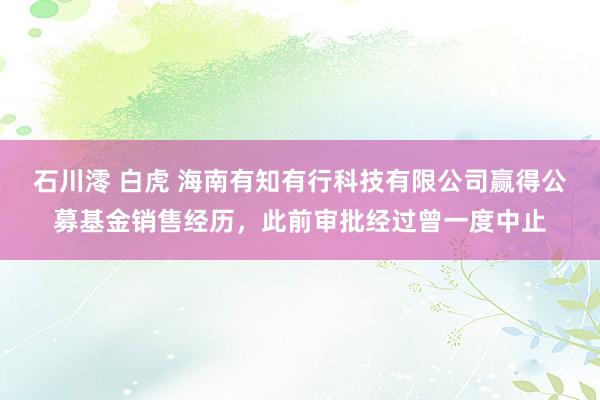 石川澪 白虎 海南有知有行科技有限公司赢得公募基金销售经历，此前审批经过曾一度中止