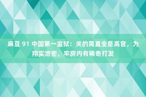 麻豆 91 中国第一监狱：关的简直全是高官，为翔实泄密，牢房内有稀奇打发