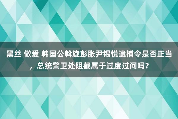 黑丝 做爱 韩国公斡旋彭胀尹锡悦逮捕令是否正当，总统警卫处阻截属于过度过问吗？