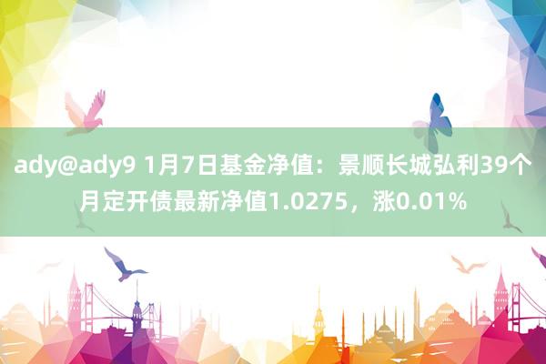 ady@ady9 1月7日基金净值：景顺长城弘利39个月定开债最新净值1.0275，涨0.01%